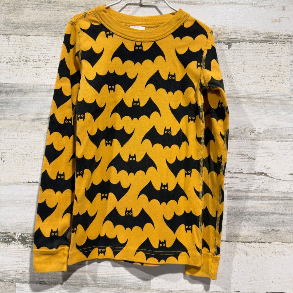 Hanna Andersson Long Sleeve Pajama Top Kids Size 8 Yellow Bat Print Cotton
